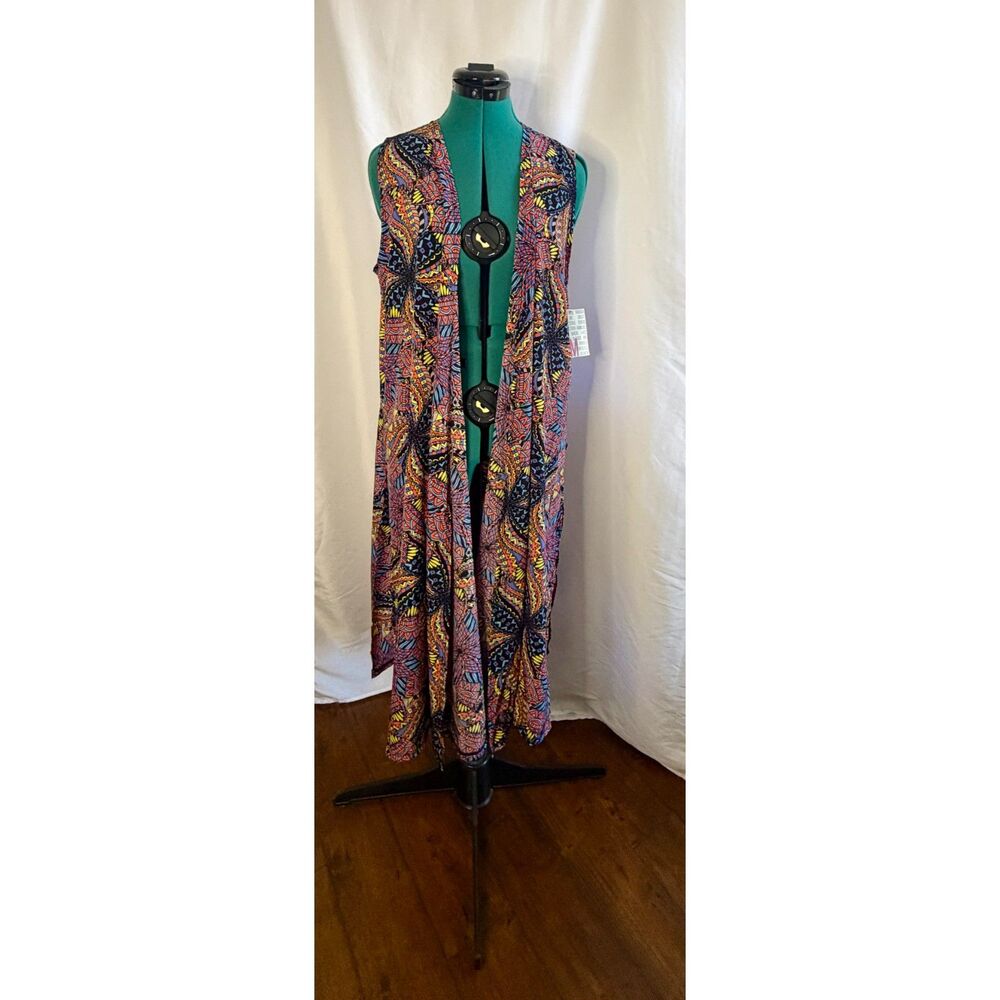 NWT Lularoe Joy sleeveless long vest kimono. Size medium